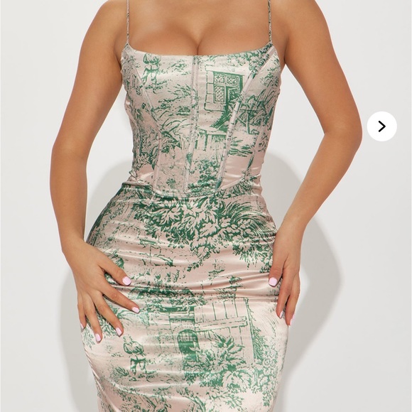 Fashion Nova Dresses & Skirts - Corset Green Midi Dress